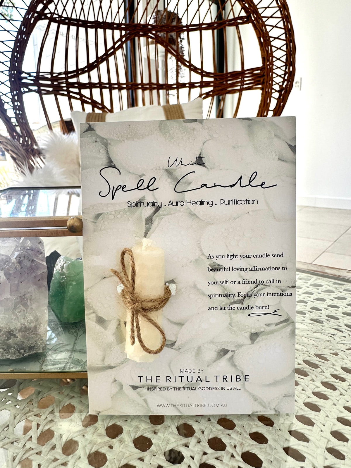 1 x White Spell Candle Gift Card - Letterbox Size