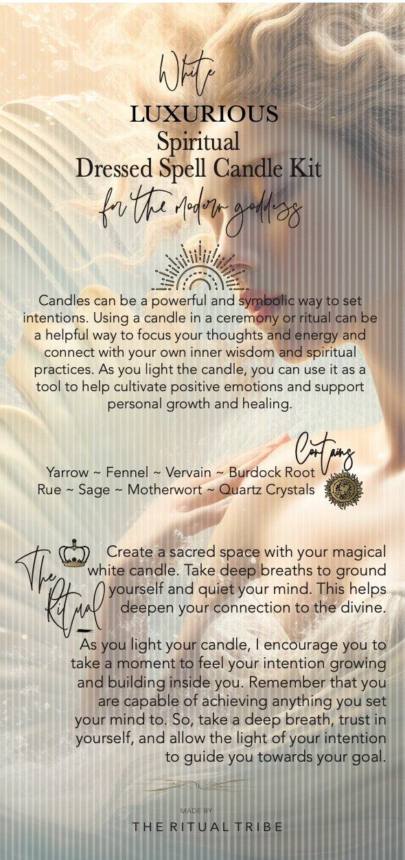 White Luxurious Spiritual Dresses Spell Candle Kit | For the Modern Goddess