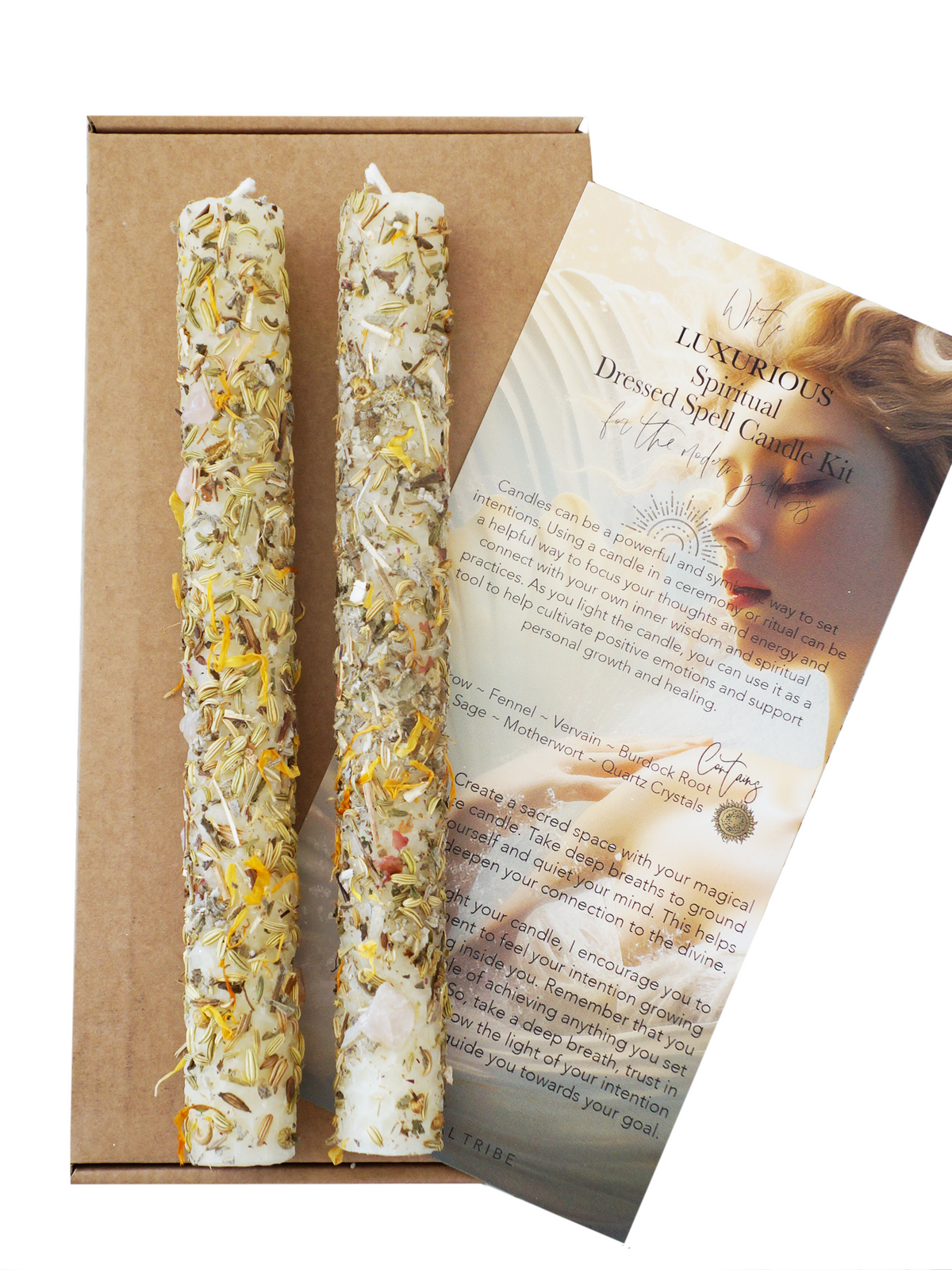 White Luxurious Spiritual Dresses Spell Candle Kit | For the Modern Goddess