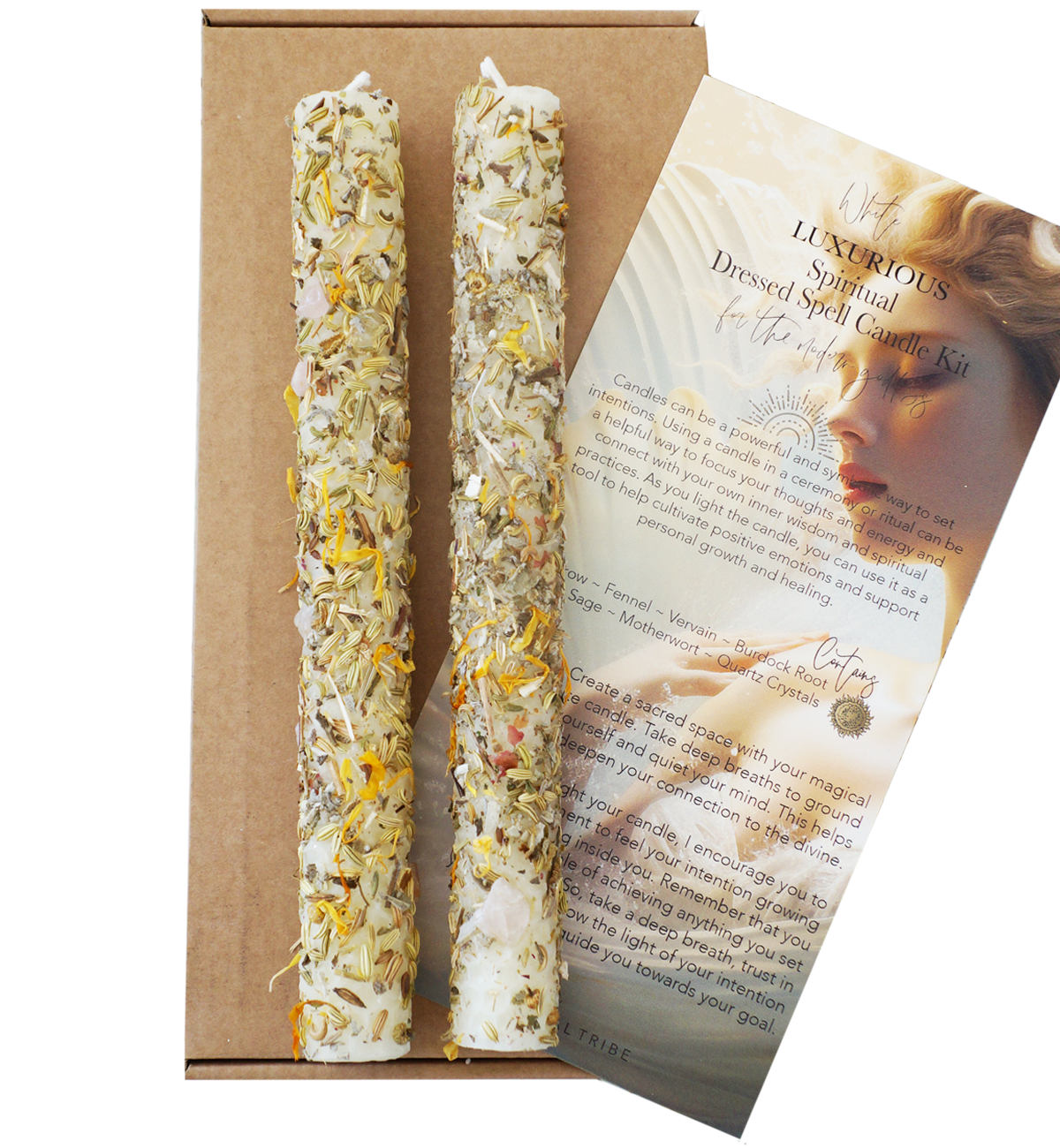 White Luxurious Spiritual Dresses Spell Candle Kit | For the Modern Goddess