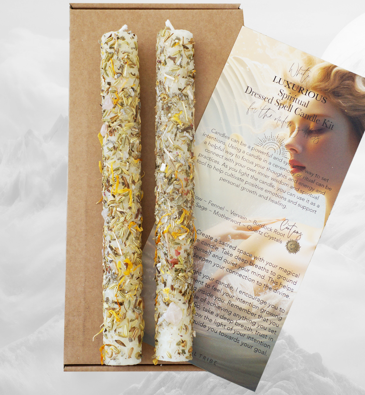 White Luxurious Spiritual Dresses Spell Candle Kit | For the Modern Goddess