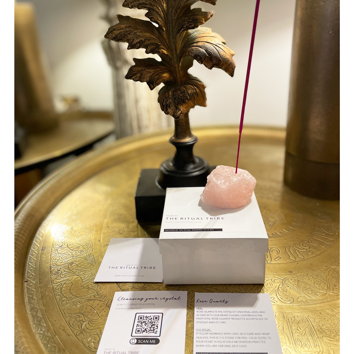 Rose Quartz Crystal Incense Holder - Gift Boxed