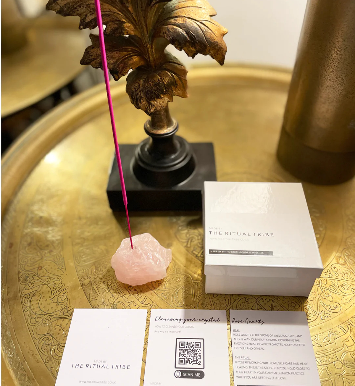 Rose Quartz Crystal Incense Holder - Gift Boxed